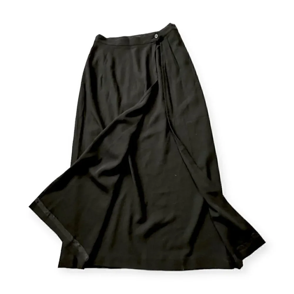 Vintage Atsuro Tayama Black Wrap Midi Skirt,‎ 90s, Size US8/Euro L